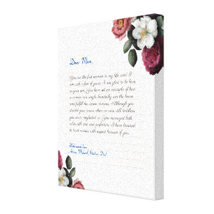 Floral Custom Notebook handwritten love letter Canvas Print