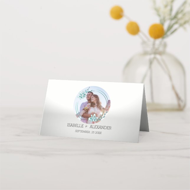 Floral Custom Photo Place Card (Back)