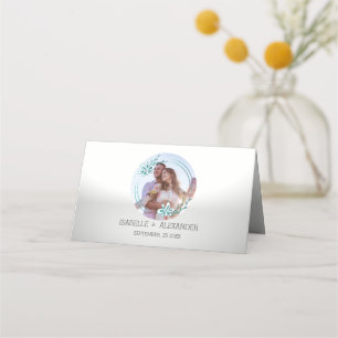 Floral Custom Photo Place Card
