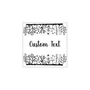 Floral Custom Text rubber stamp