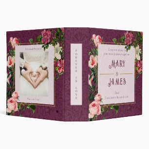 Floral Custom Text Wedding Anniversary Gift Red Binder