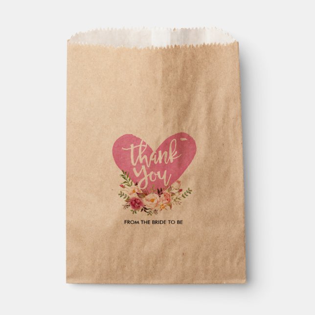 Floral Custom Thank You Kraft Paper Bag (Front)