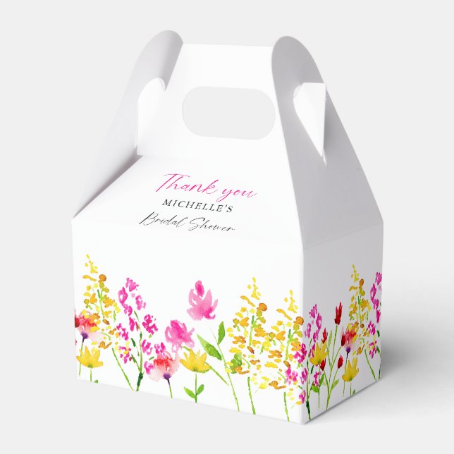 Floral Custom Wildflower Bridal Shower Script Favor Box (Front Side)