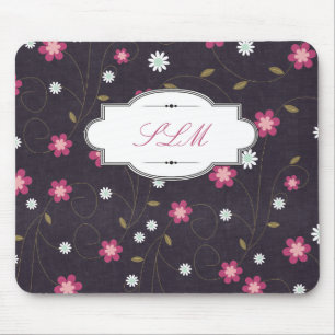 Floral Customizable Monogram Mouse Pad