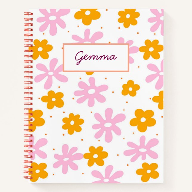 Floral Customizable Name Notebook (Front)