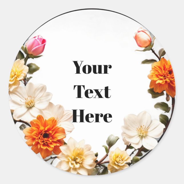Floral Customizable Sticker Party/Weddings (Front)