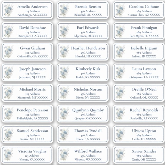 Floral Customizable Wedding Guest Address Labels (Front)