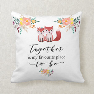 Floral Cute Foxes Together is my Favourite Throw Pillow