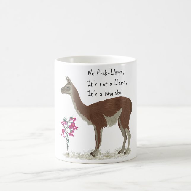Floral Cute Llama Illustration No Prob-llama Coffee Mug (Center)