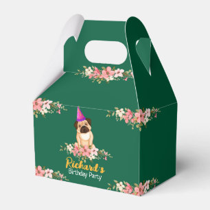 Floral Cute Puppy Kids Birthday Favor Box
