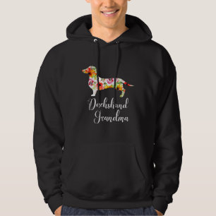 Floral Dachshund Grandma Funny Cute Dog Lover Gift Hoodie