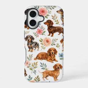 Floral Dachshund Phone Case - Wiener Dog Pattern