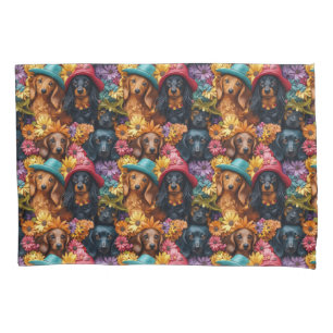 Floral Dachshund Seamless Pattern - Dog Lovers Pillowcase