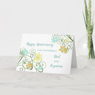 Floral Dad and Stepmom Anniversary Card
