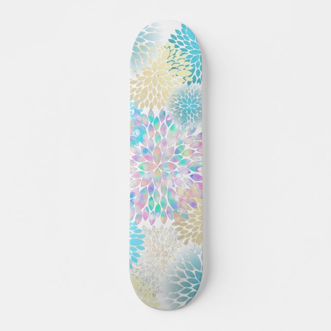 floral dahlia modern pattern skateboard (Front)