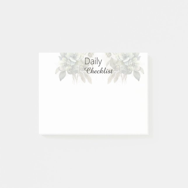Floral Daily Checklist Sticky Notes (Front)