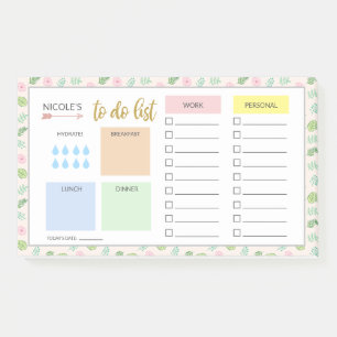Floral Daily Organizer - Hydrate - To Do List Post-it Notes