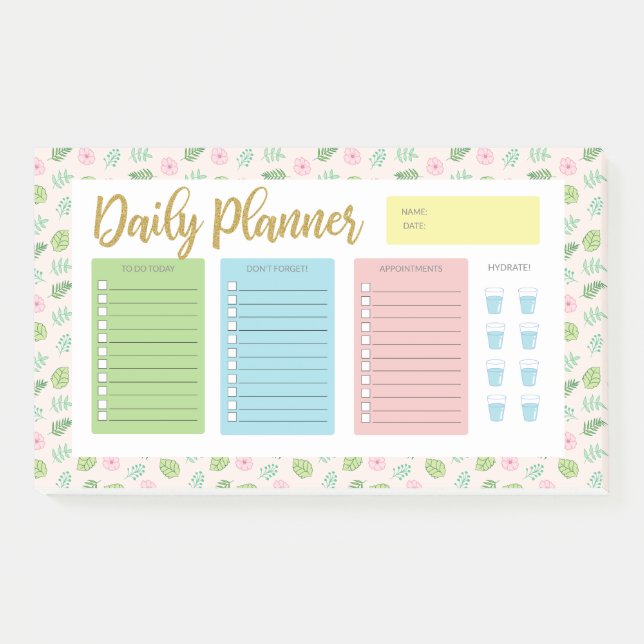 Floral Daily Planner Post-it Notes (Front)