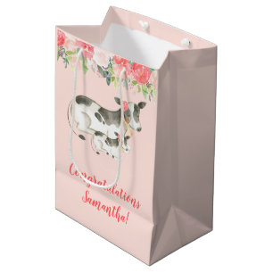 Floral Dairy Cow Any Occasion Gift Bag