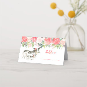 Floral Dairy Cow Farm Peony Flower Place Cards