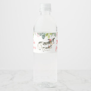 Floral Dairy Cow Girl Farm Water Bottle Label