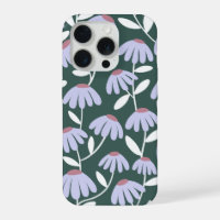 Floral Daisies Pattern Sea Green & Purple