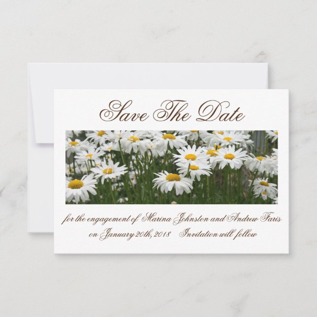 Floral Daisies save The Date Invitation (Front)