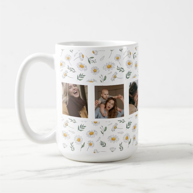 Floral Daisy 6 Photo Collage - Custom Mother's day Coffee Mug (Left)