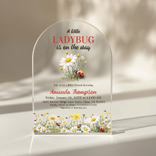 Floral Daisy A Little Ladybug Baby Shower Acrylic Invitations