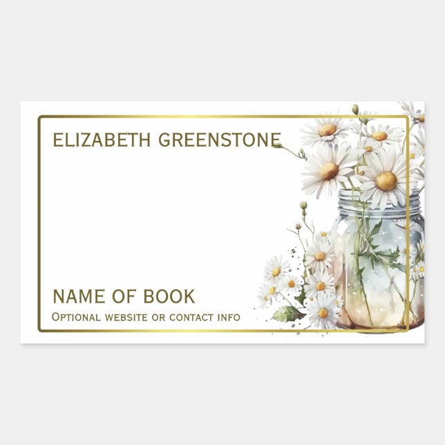 Floral Daisy Author Signature Bookplate Sticker (Front)