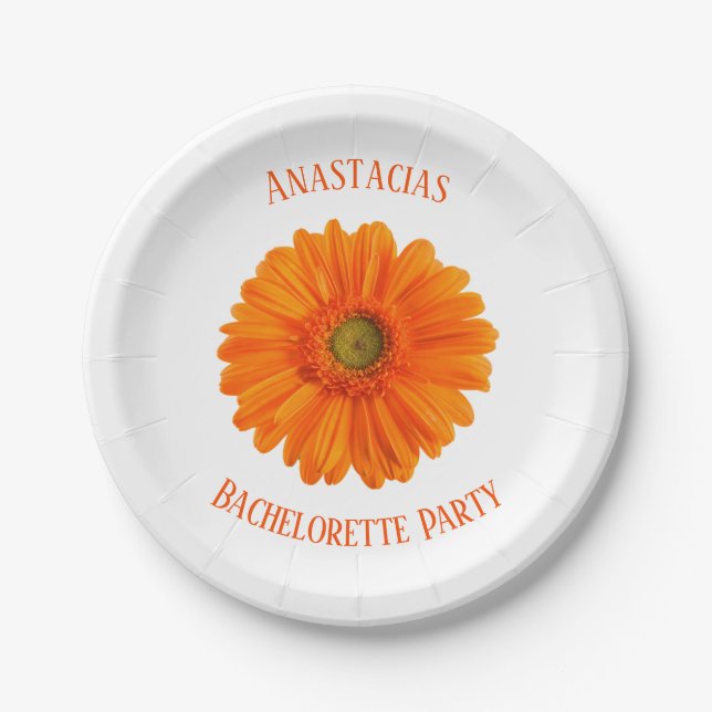 Floral Daisy Bachelorette Party personalized Paper Plate (Front)