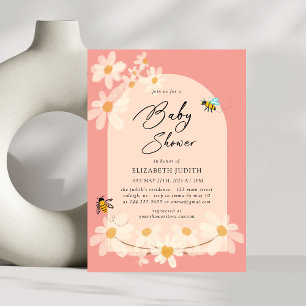Floral Daisy Bees Baby Shower Invitation