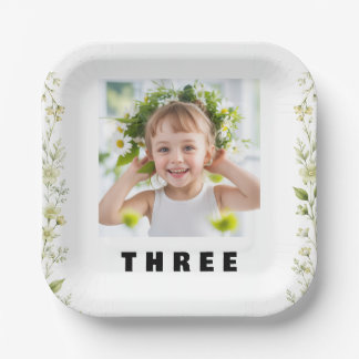 Floral Daisy Birthday Paper Plates