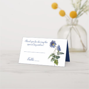 Floral Daisy Flowers Wedding Navy Blue Daisies Place Card
