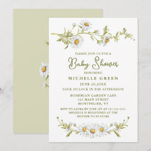 Floral Daisy Garden Botanical Baby Shower Invitation