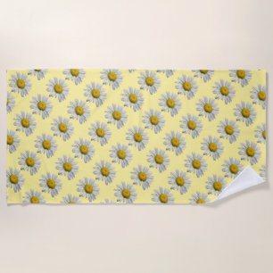 Floral Daisy Garden Fleurs Jaune Beach Serviette J