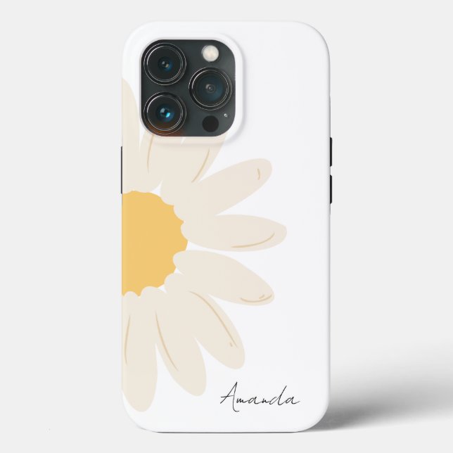 Floral Daisy Modern Minimalist iPhone 13 Case (Back)