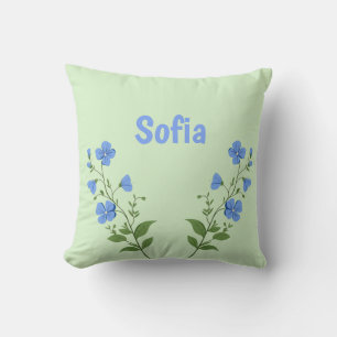 Floral daisy modern personalized cute elegant blue throw pillow