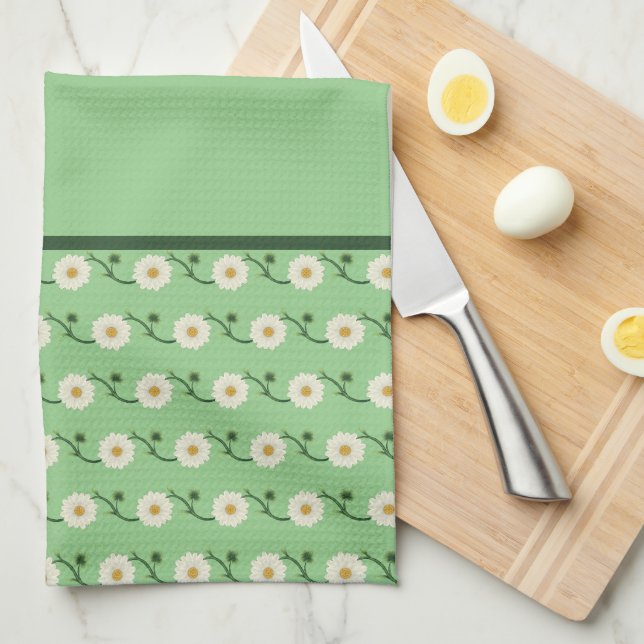 Floral Daisy Pattern Home Decor Kitchen Towel (Quarter Fold)
