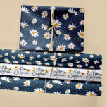 Floral Daisy Patterns Trio Decoupage Gift Wrapping Paper Sheet<br><div class="desc">Hello Sunshine! A playful navy, yellow and white dotted Daisy repeat floral pattern by Allison Steffen for Studio Posies - white and yellow stem daisy flowers on a blue ground! Shop this pattern on a variety of merchandise including home decor, face masks, wall art, stickers, clothing, nursery, stationery and so...</div>