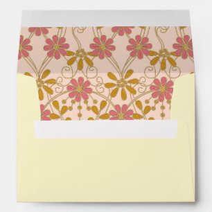 Floral Daisy Pink Gold Return Address Envelopes
