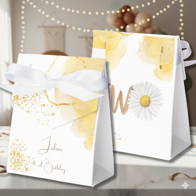 Floral daisy second Birthday Favor Box (Creator Uploaded)