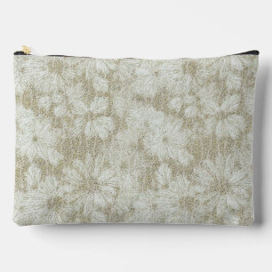 Floral Daisy Velvety Cream Texture Accessory Pouch
