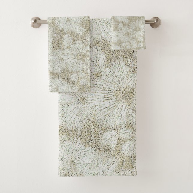Floral Daisy Velvety Cream Texture Bath Towel Set (Insitu)