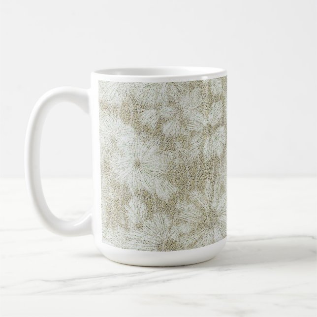 Floral Daisy Velvety Cream Texture Coffee Mug (Left)
