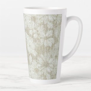Floral Daisy Velvety Cream Texture Latte Mug