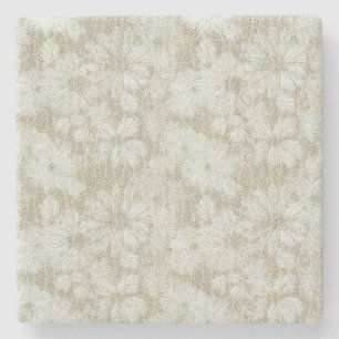 Floral Daisy Velvety Cream Texture Stone Coaster