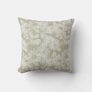 Floral Daisy Velvety Cream Texture Throw Pillow