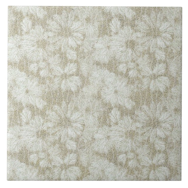 Floral Daisy Velvety Cream Texture Tile (Front)