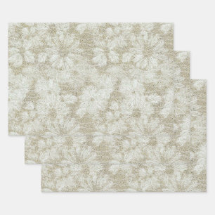 Floral Daisy Velvety Cream Texture Wrapping Paper Sheet